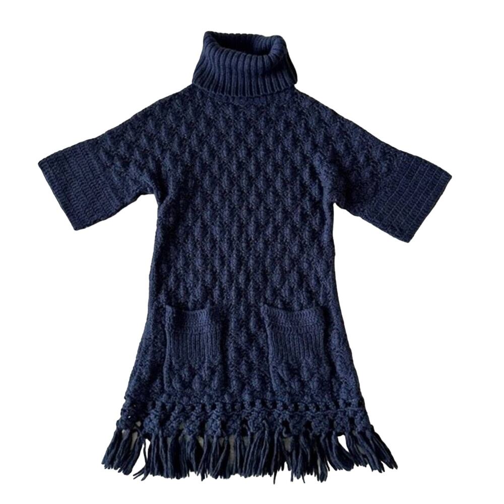 Rebecca Taylor Chunky Knit Sweater Dress Navy Blue Size S